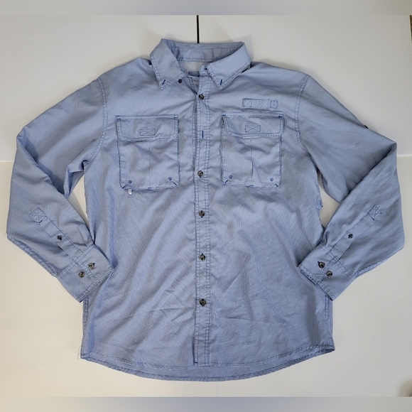 Cabela's Blue White Checkered Breathable Button-Up Long Sleeve Shirt - Picture 1 of 9